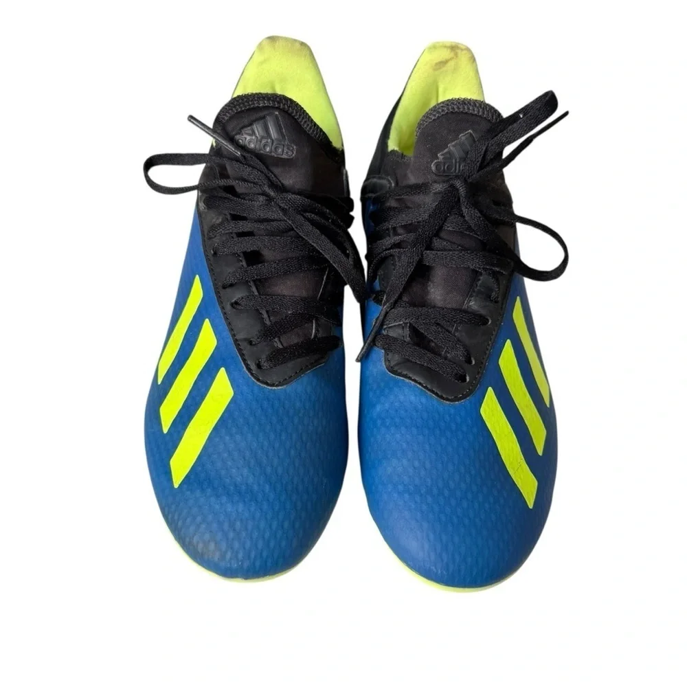 Adidas X 18.3 FG Soccer Cleats Men’s 5 Blue Black Yellow Striped Athletic Shoes